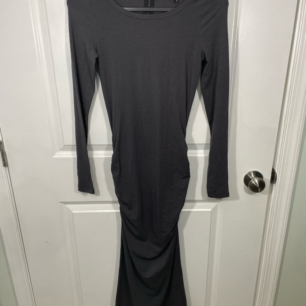 Express Elegant Gray Long Sleeve Rouched Dress Size XS CB-101